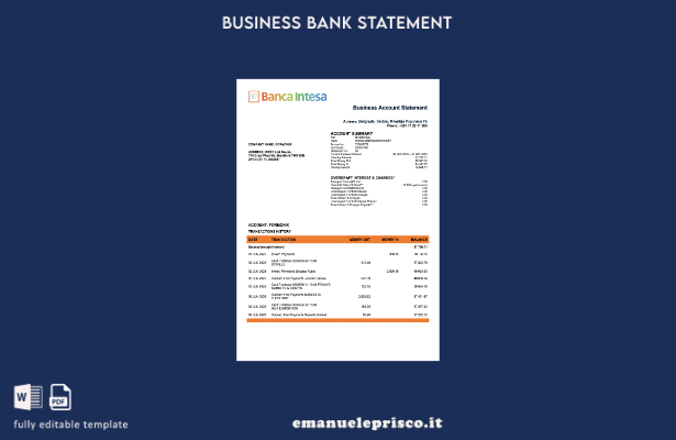 modello di estratto conto aziendale Banca Intesa serbo in stile verificato Model